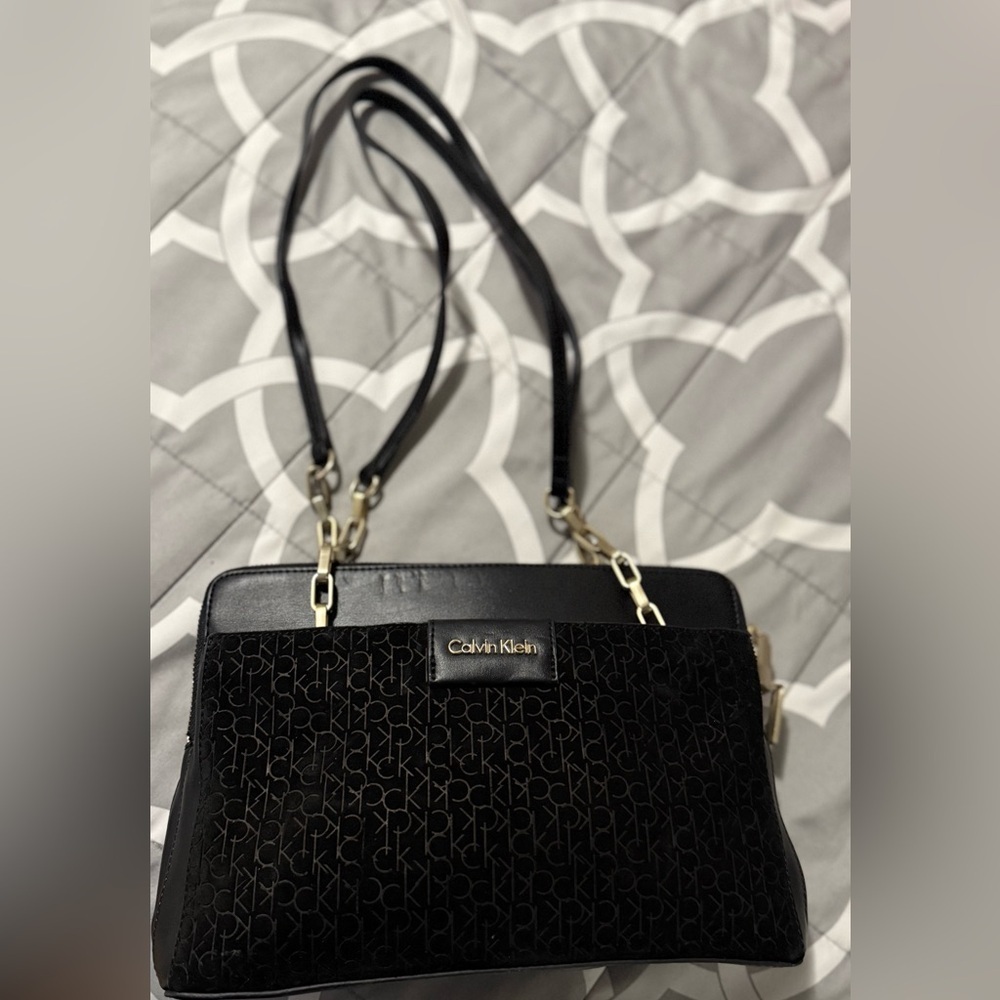 Calvin Klein Black Shoulder Bag Velvet